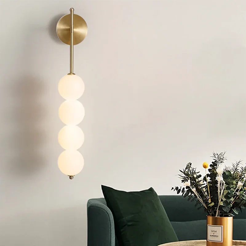 

Modern LED Wall Sconce Milk White Globe Warm Light For Living Room Sofa Backlight Bedside Bedroom Corridor Interior Decor Light