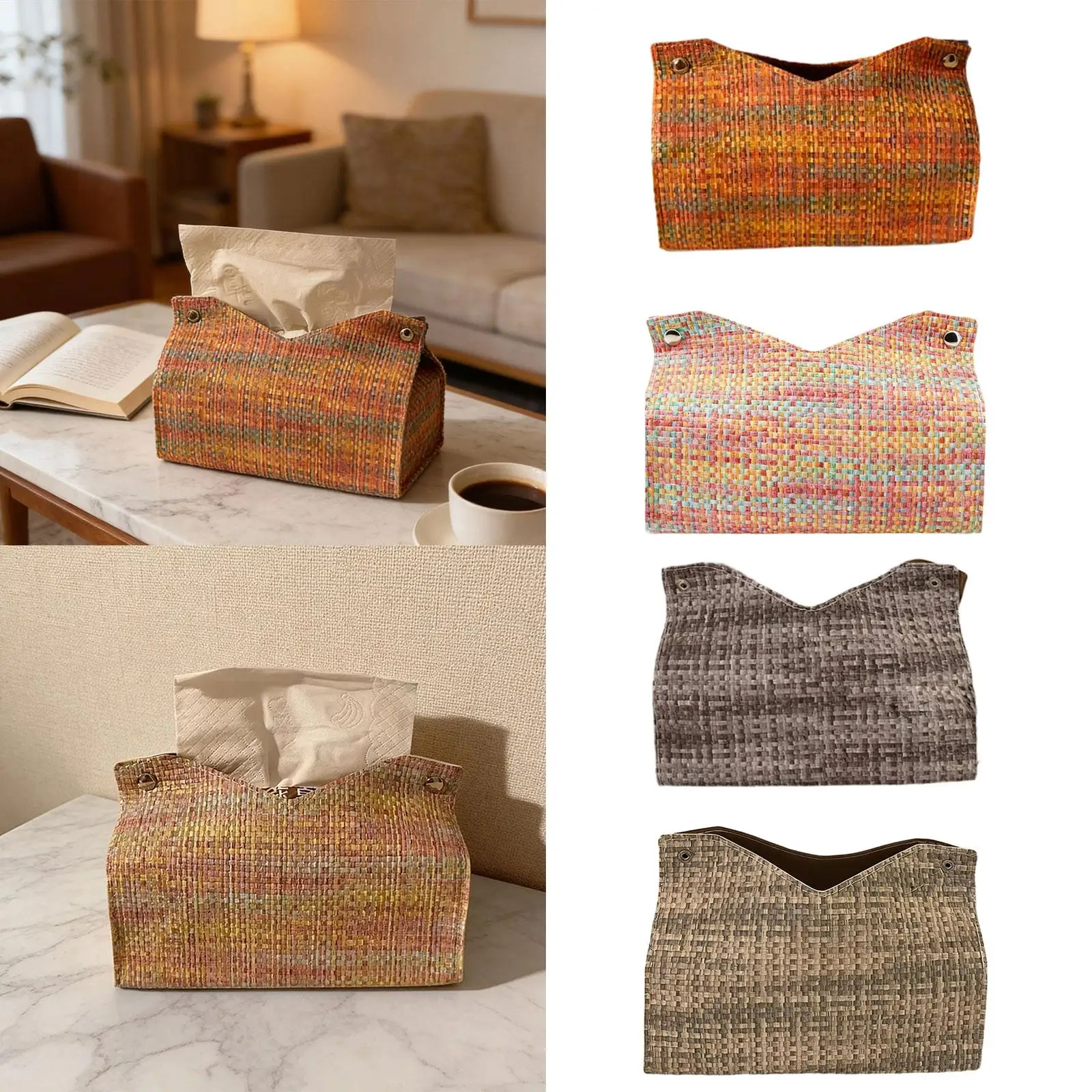 PU Leather Tissue Box Holder Creative Rectangular Napkin Case for Kitchen Vanity Desk Office Decorative Gift