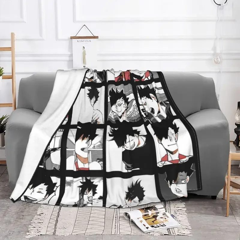 Kuroo Tetsurou Haikyuu Volleybal Blanket Fleece All Season Multifunction Soft Throw Blanket for Bedding Outdoor Quilt