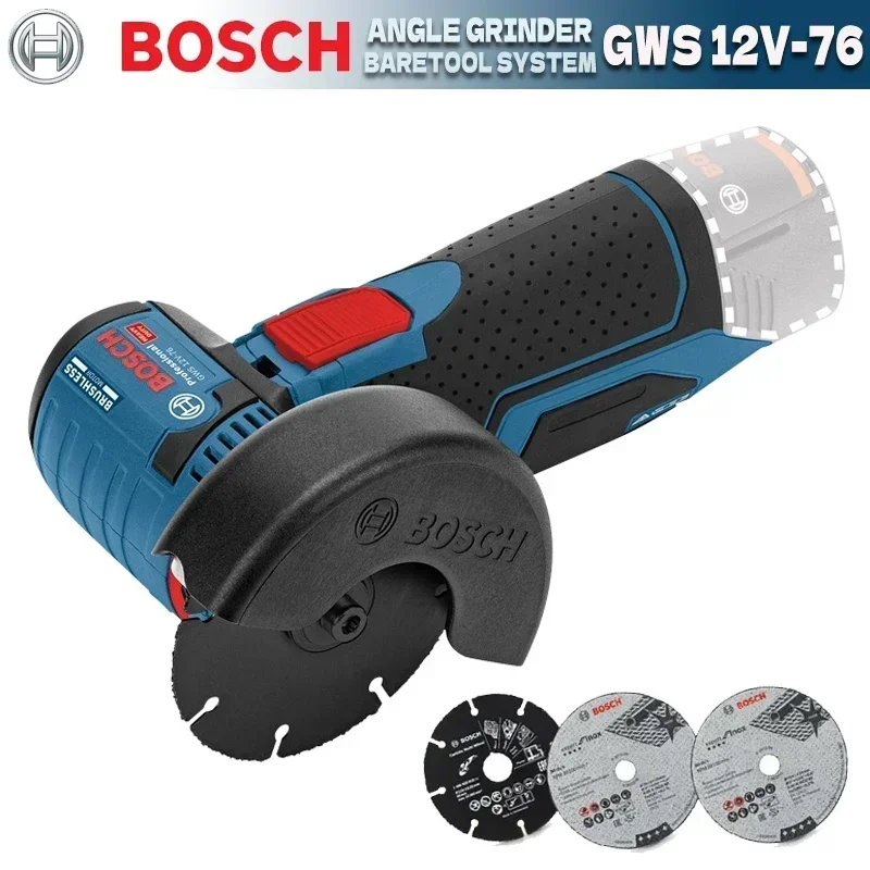 BOSCH GWS12V-76 Mini Cordless Angle Grinder Rechargeable Metal Plastic Wood Cutting Machine Woodworking Power Tools GWS 12V-76