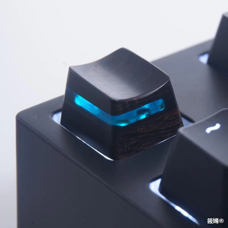 Mechanical Keyboard Keycap 1.25u1.5u 1.75u Resin Ebony Solid Wood Mixed Handmade Personality Creative Light-transmitting Keycaps