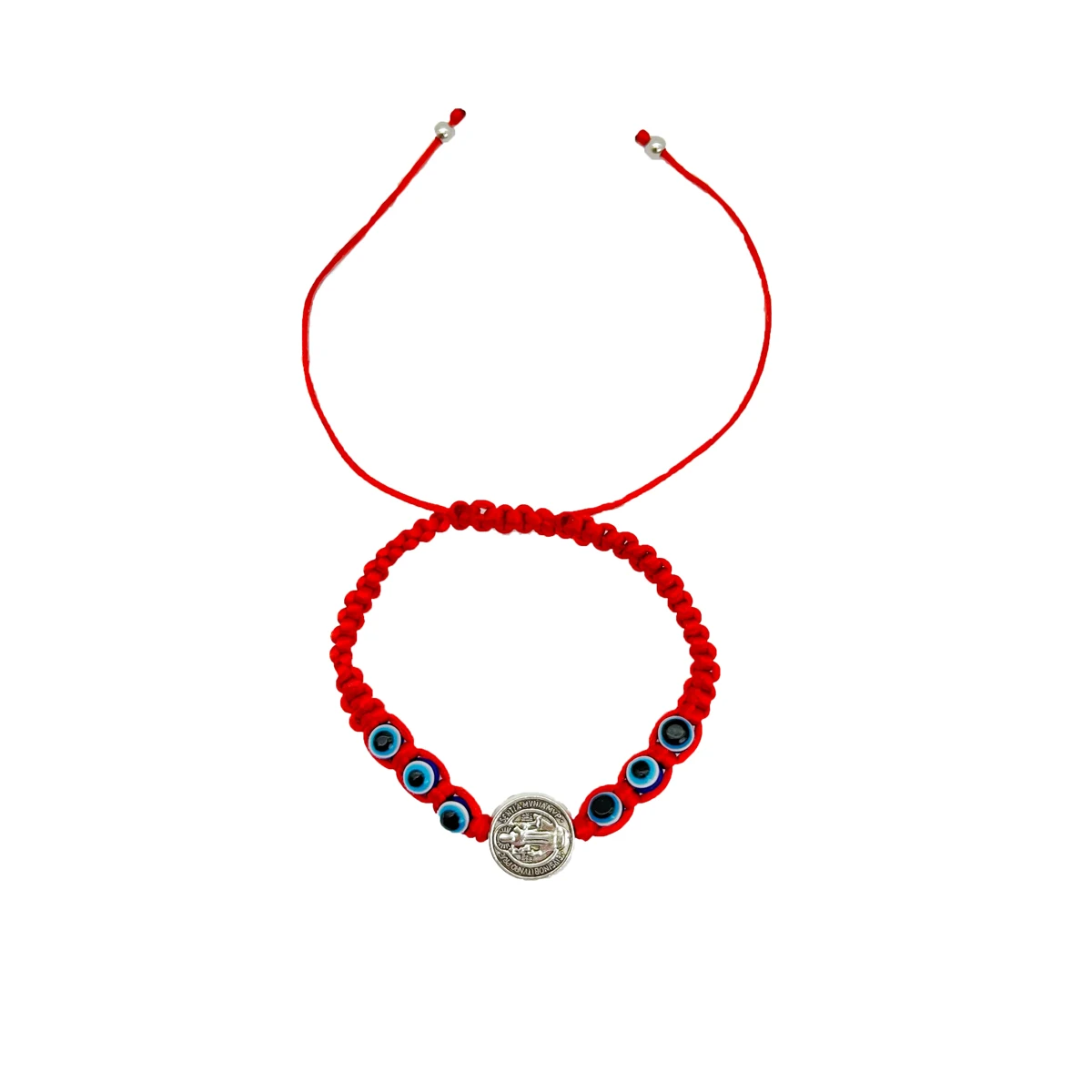 12Pcs Hand-woven Saint Benedict Pendant Blue Eye Bracelet Bringing good luck to friends  As gift away from bad luck