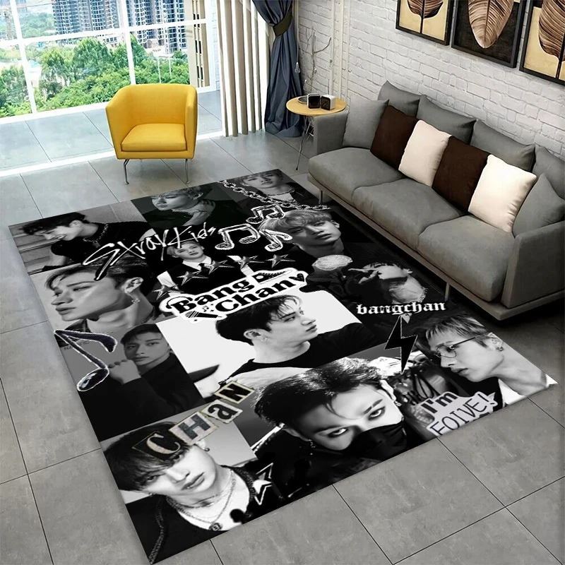 Kpop Bang Chan Stray Kids Music Carpet Rug for Playroom Bedroom Living Room Sofa Home Decor,kid Area Rug Non-slip Floor Mat