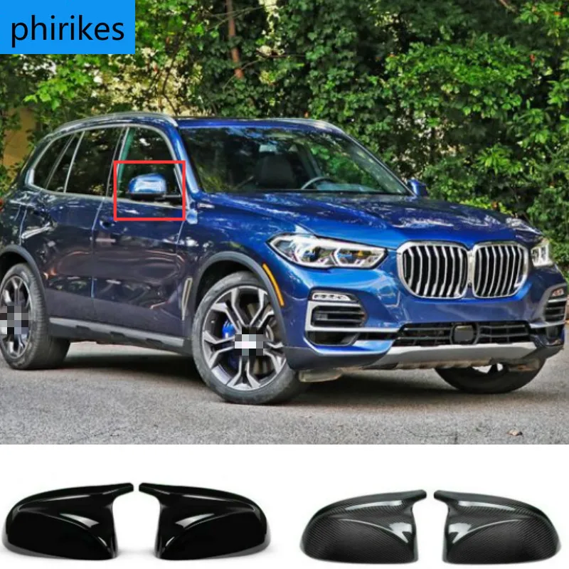 

2PCS Real Carbon Fiber Car Side Rearview Mirror Cover Cap For BMW X3 X4 G01 G02 2018-2020 For X5 X6 X7 G05 G06 G07 2019-2020