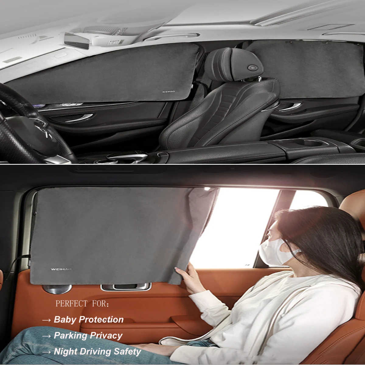 

Автомобильные шторы WEIHAO, универсальный солнцезащитный козырек для бокового окна автомобиля | Встраиваемый дизайн | Анти-УФ и тепловой блок | Регулируется для большинства автомобилей