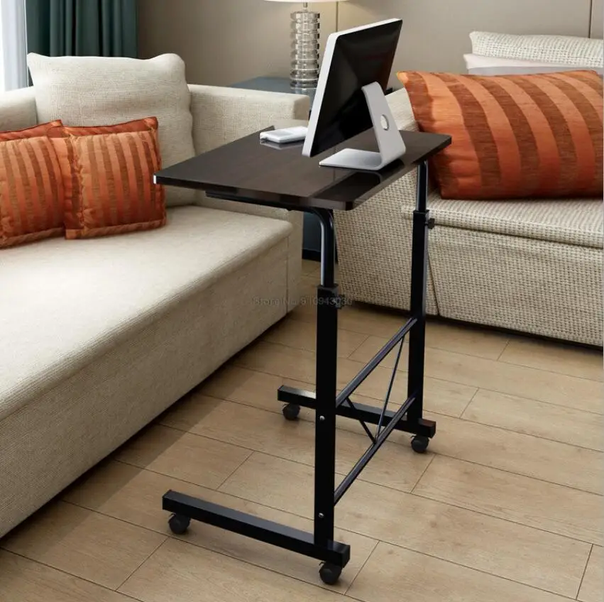 Computer Laptop Desk Height Adjustable Wooden Laptop Table Computer Standing Desk with Wheels