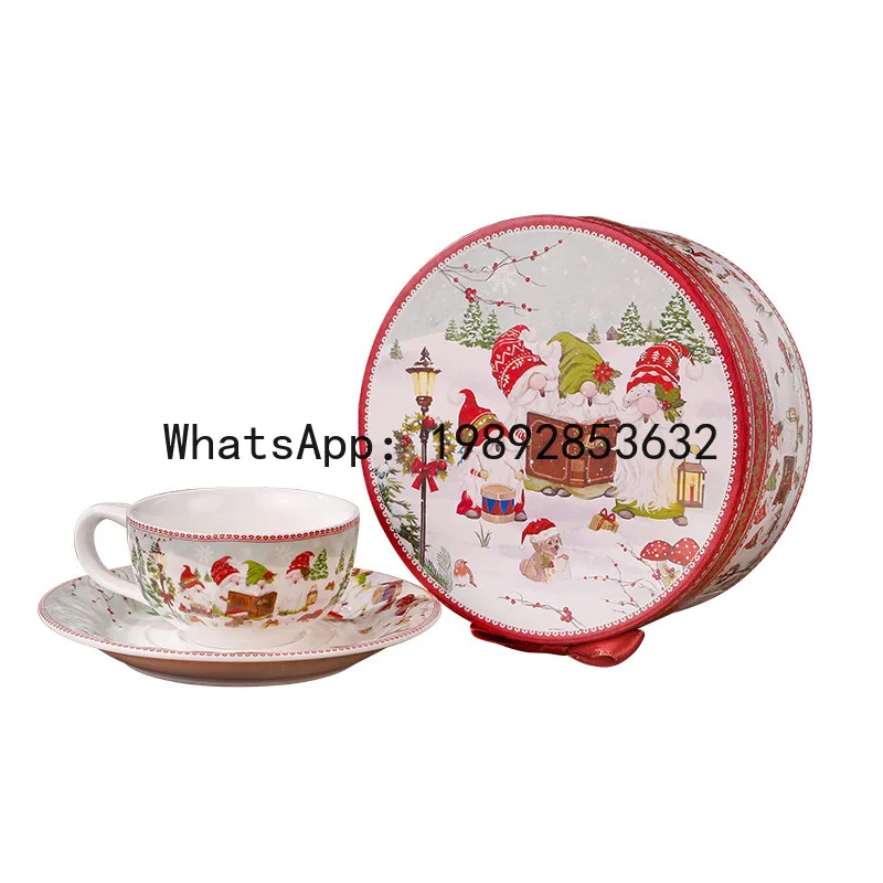 PYJ1  Ceramic Cup Lid Spoon Set Coffee Cup Gift Box - 4 pcs