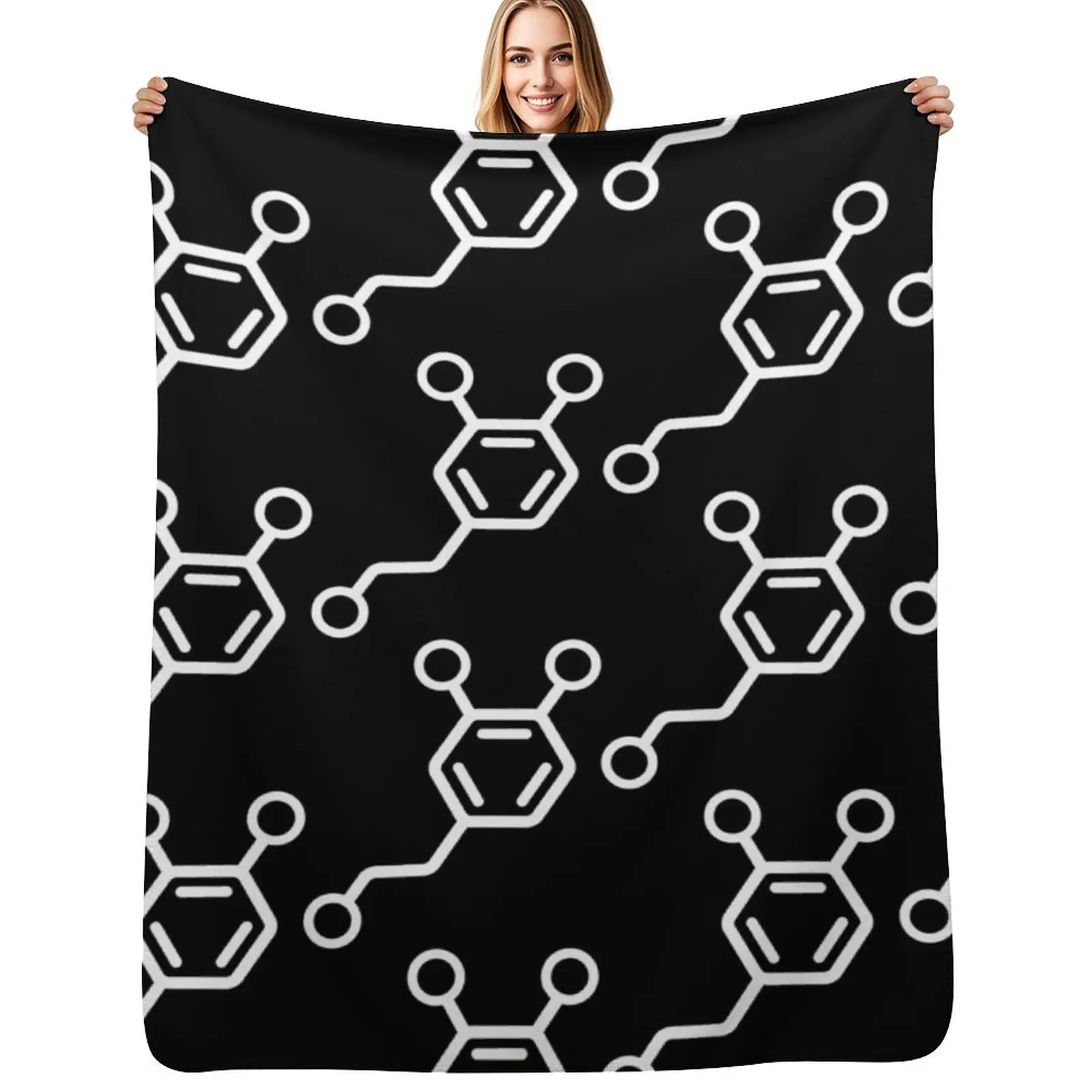 

Big White Dopamine Molecule Pattern Throw Blanket Decoratives Hair Thins Blankets Sofas Of Decoration Blankets