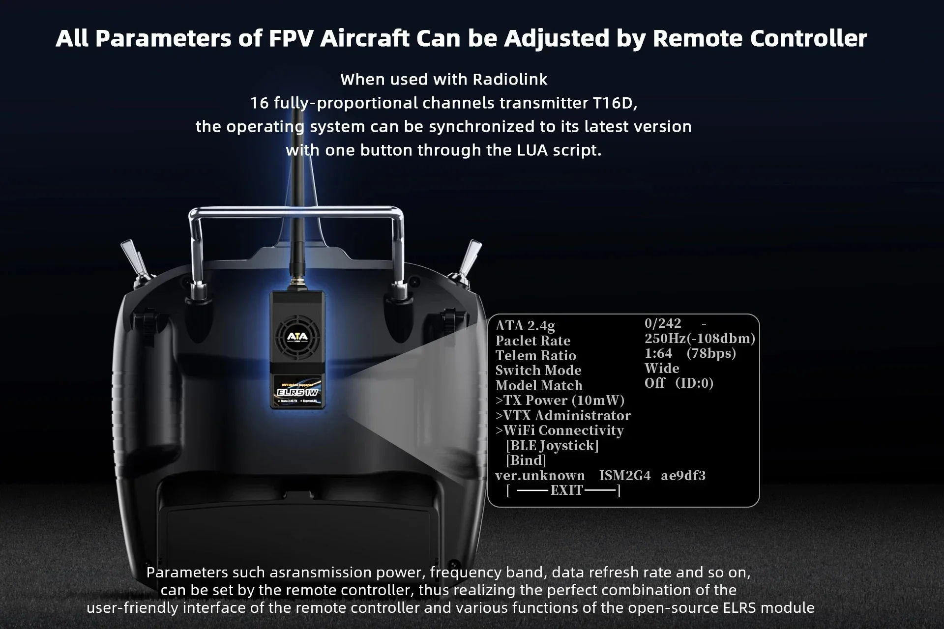 Radiolink ATA ELRS 1W TX Modul 2.4GHz ExpressLRS V3.3 1000Hz Hohe Bildwiederholrate Niedrige Latenz Langstrecken-FPV-Drohnensender – Detail 6
