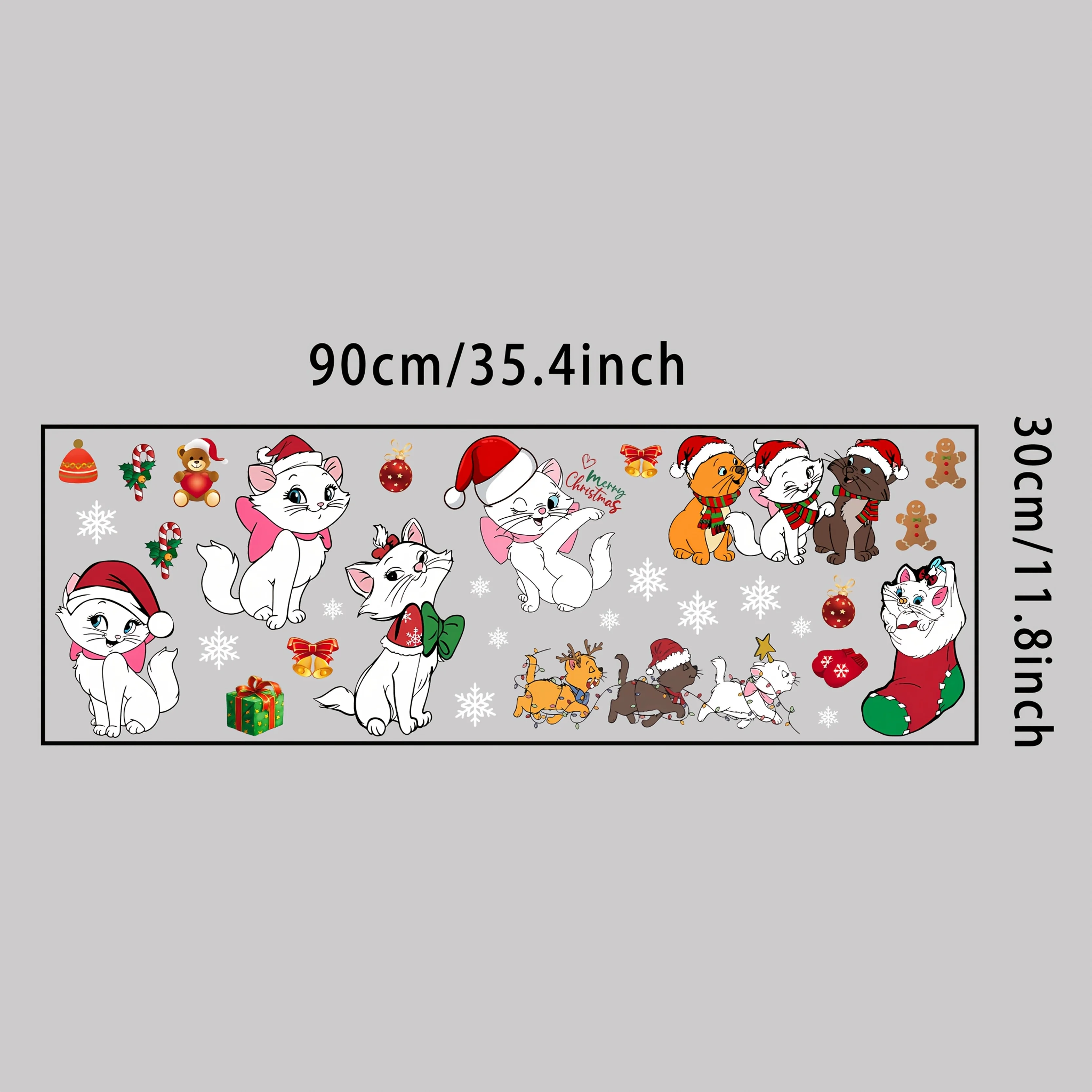 1 ملصق ديزني ماري كات لعيد الميلاد، عمل فني للديكور الداخلي، مناسب للنوافذ والشرفات وخلفيات الحائط