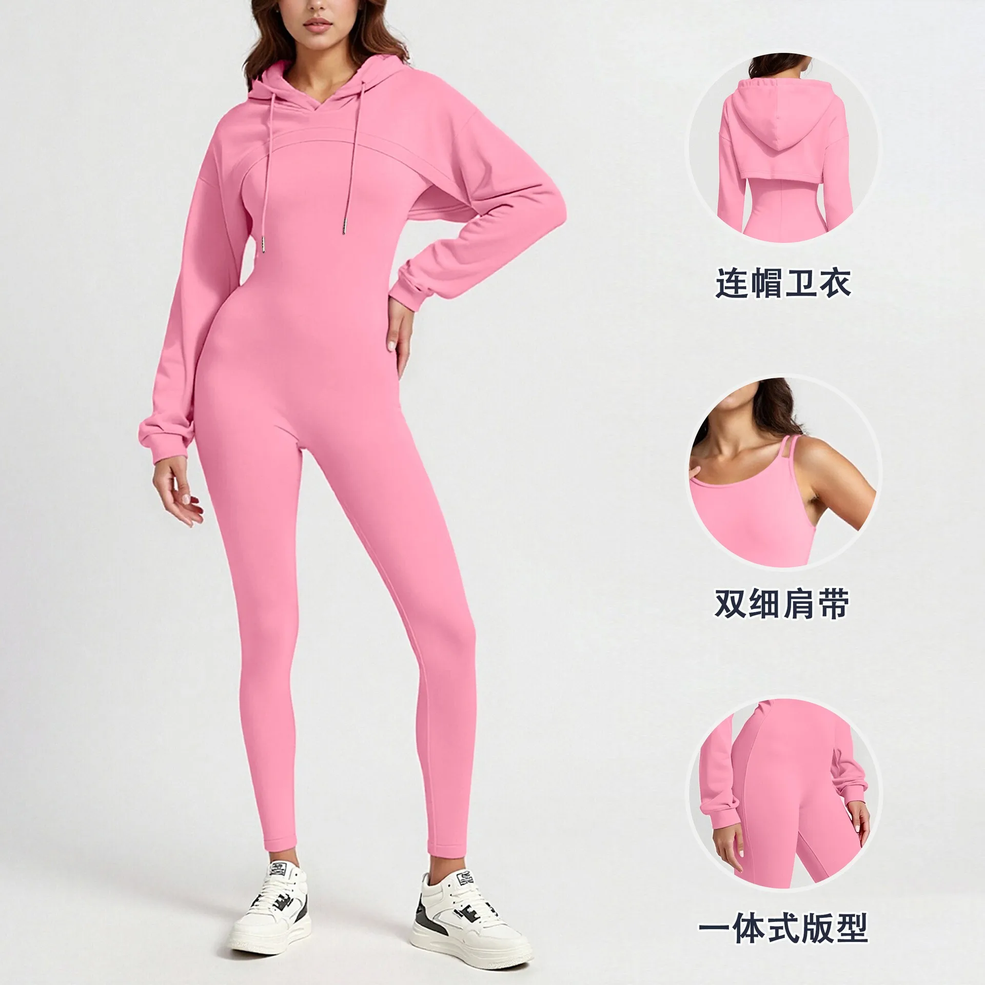 Women's Y2K Set Y2K Tracksuits Sweat Setup Hoodie V Neck Long Sleeve Slim Fit Solid Color Running Outfit Crop Bodycon Jumpsuit