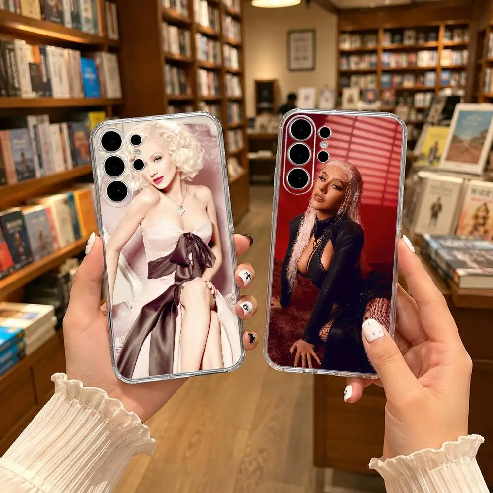 Star-C Christina Aguilera Clear Hard Phone Case For Samsung S25,24,23,22,21,10,9,Ultra,Plus,Lite Transparent Cover