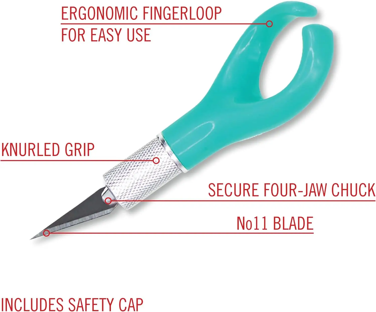 7-Inch Ergonomic Craft Knife with Finger Ring - Scrapbook Knife and Cutting Tool for Precise Cutting and Trimming