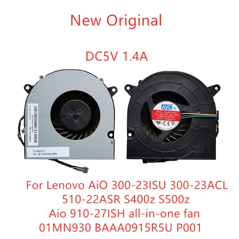 

New Original Laptop CPU Cooling Fan For Lenovo AiO 300-23ISU 300-23ACL 510-22ASR S400z S500z 910-27ISH 01MN930 BAAA0915R5U P001