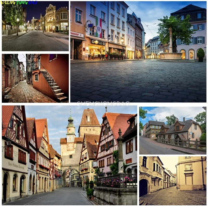 Vintage European Street View Scenery Photography Backdrops  Wedding Travel Photo Backgrounds Studio Props JJT-05