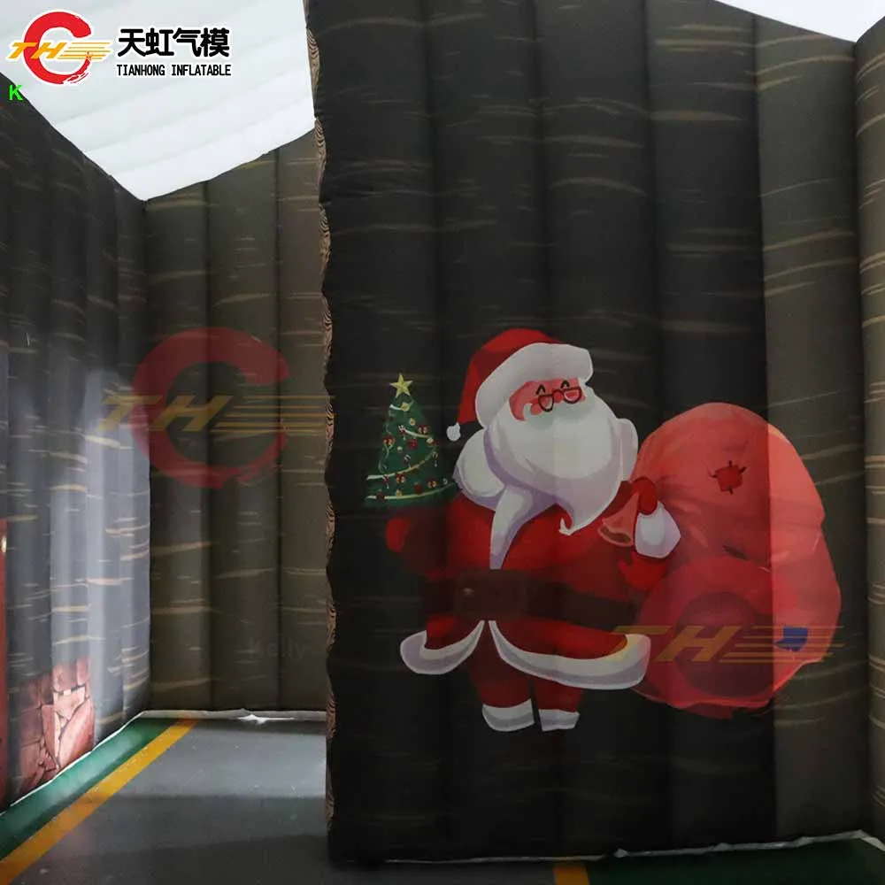 شحن سريع 5x3.5mH نفخ سانتا عيد الميلاد جروتو لعيد الميلاد خارج المجتمع الحدث مركز التسوق الديكور
