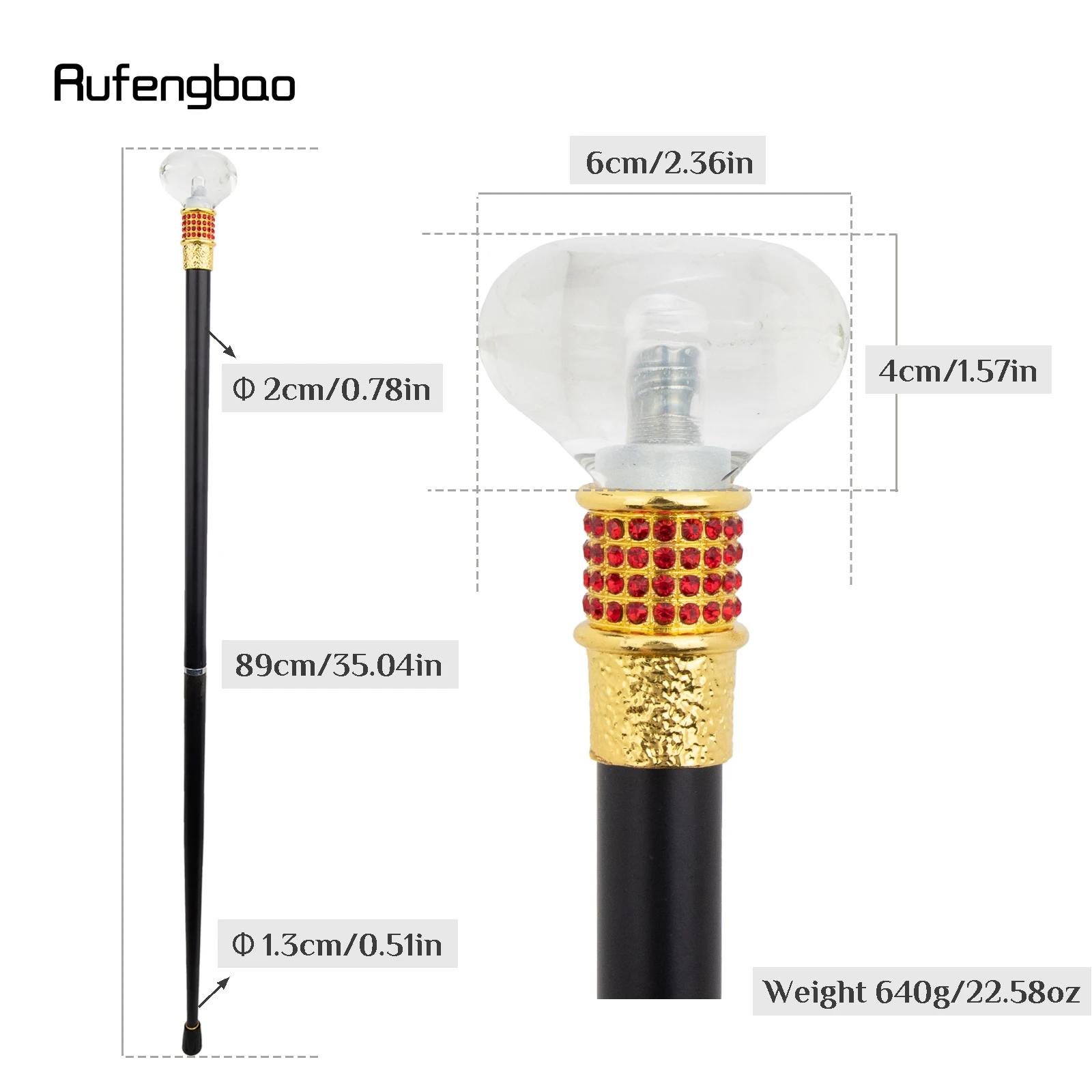 Transparent Ball Round Glass Golden Red Alloy Stage Cane Decorative Stick Decorative Cane Cosplay Parties, For Cosplay & Party