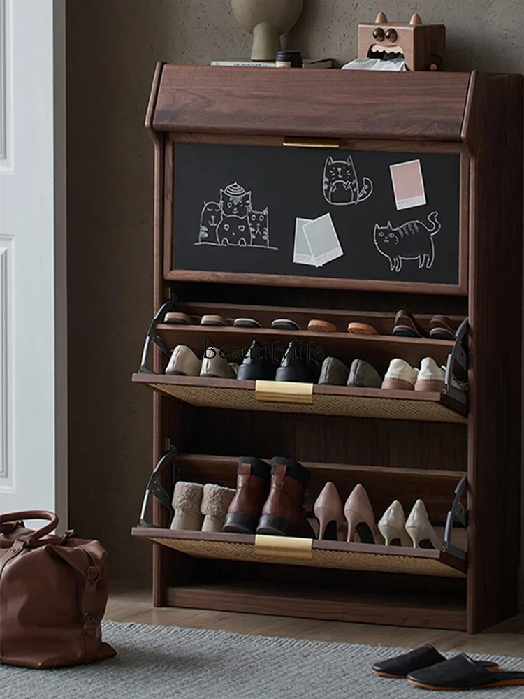 

ls 51 North American black walnut solid wood tipping bucket shoe cabinet household small apartment cabinet