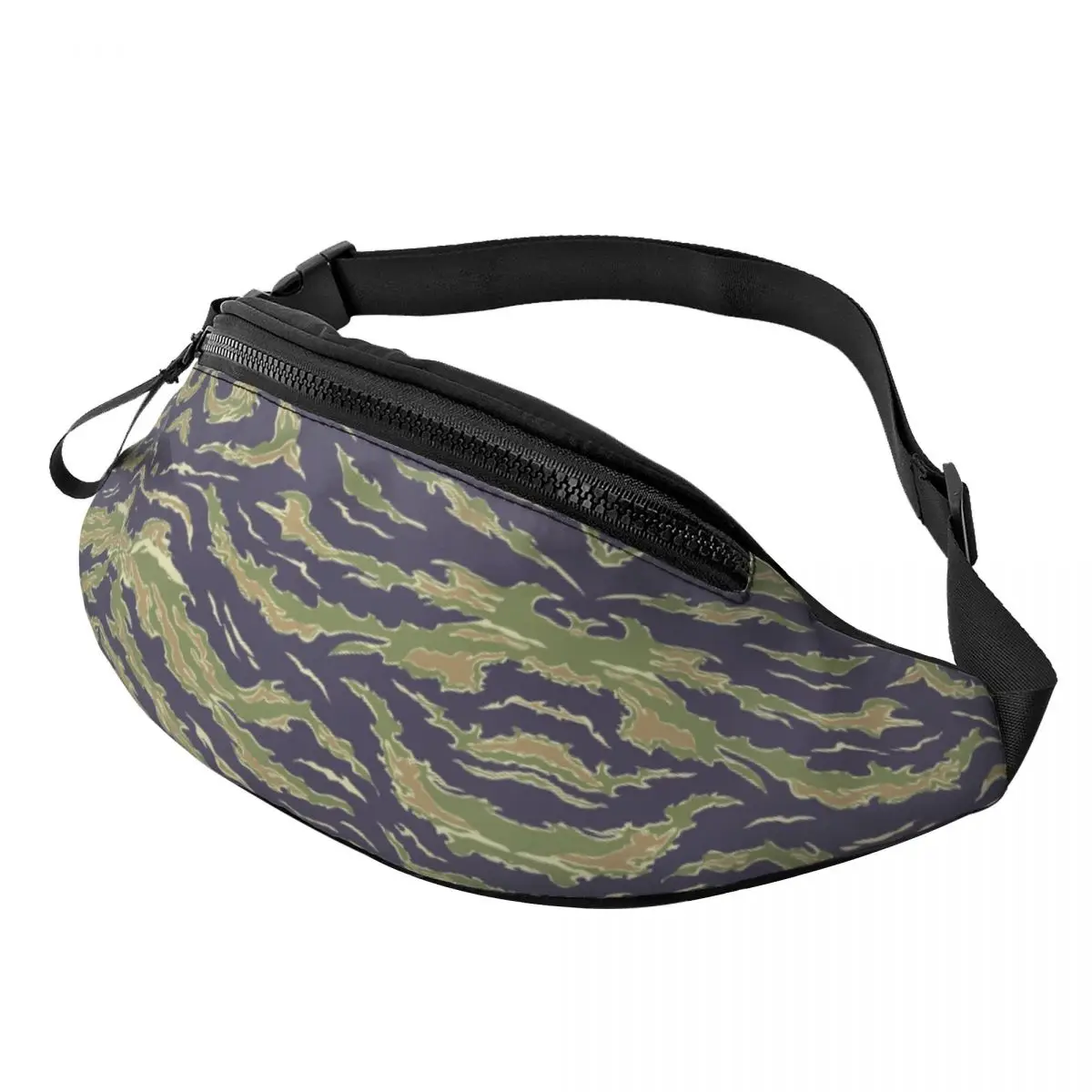 Custom Tiger Stripe Camouflage Camo Fanny Pack Women Men Crossbody Waist Bag for Running Phone Money Pouch