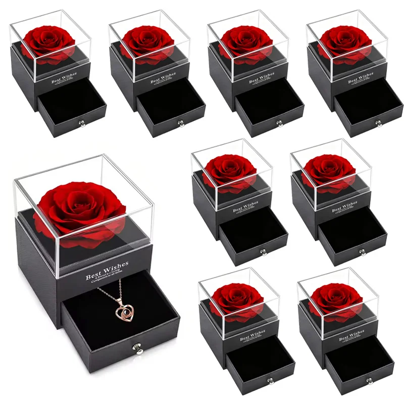 

Eternal Artificial Flower Gift Box Jewelry Packing Empty Box for Mother's Day,Valentines Day,Birthday,Wedding Decoration Supply