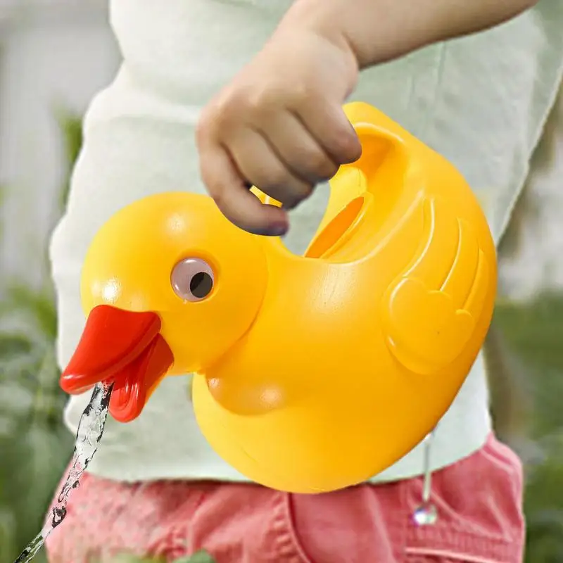 Cartoon Yellow Duck Watering Can para crianças, latas de rega de animais, chuveiro, brinquedos de praia, brinquedo decorativo para piscina