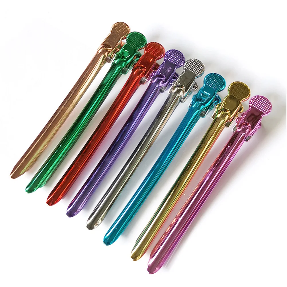 

12Pcs Professional Stainless Steel Hairdressing Clips Portable Lightweight for Face Washing Hair Styling Travel Use