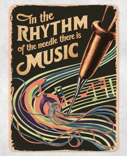Rhythm of the Needle Music Metal Poster Wall Tin Sign Man Cave Shed Home Plaque --Tin Sign