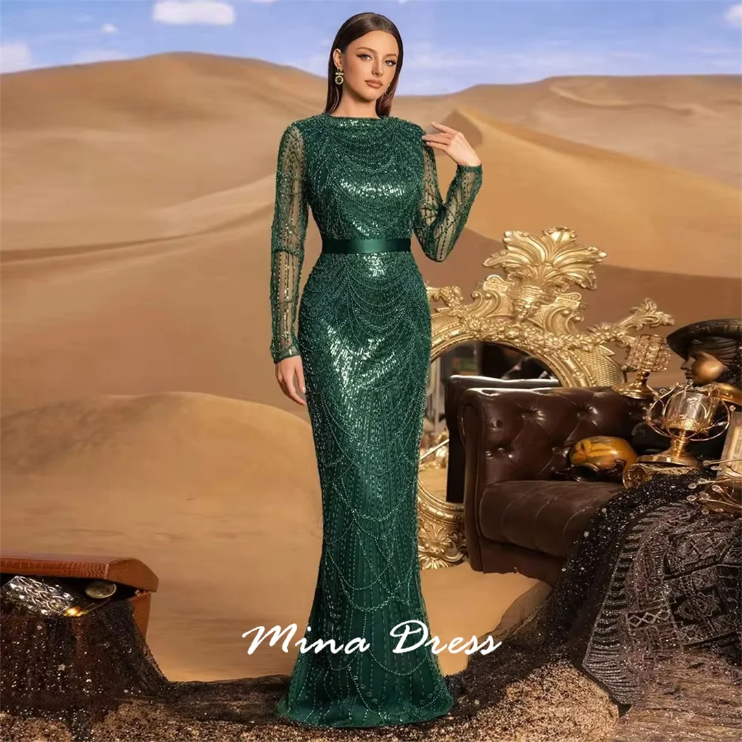 

Mina Customized Beads Formal Occasion Dresses for Special Occasions Sequins. Long Sleeves Prom Dresses Luxury Party Dress Events