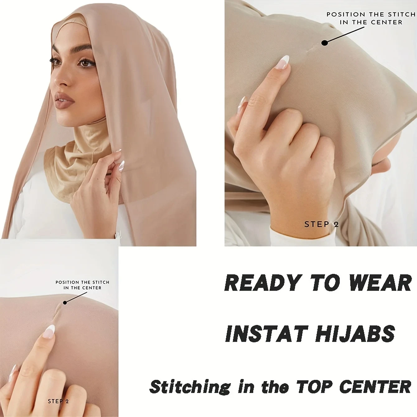 Hijab Chiffon Instantâneo para Mulheres Hijab Fino Respirável, Lenço Ramadã Suave e Aconchegante, Protetor Solar Simples, Cor Sólida, 1 PC