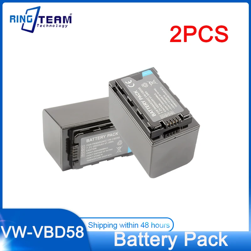 2PCS 5800mAh VW-VBD58 AG-VBR59 Battery / LED USB Charger for Panasonic AJ-HPX260MC,HPX265MC,PX 270,PX 298,AG-FC100, VW-VBD29 VBD