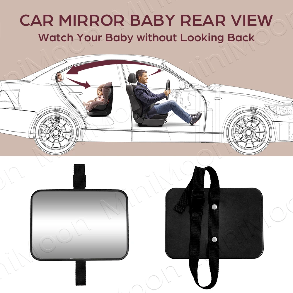 Shatterproof Baby Car Mirror, Crash Tested for Safe & Clear View of Rear-Facing Infant, for Parents' Peace of Mind