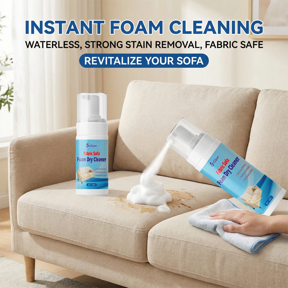 Fabric Sofa Foam Dry Cleaner Multi-Functional Cleaning Solution Clothing Stain Remover for Carpet Curtain No Water Needed Agent