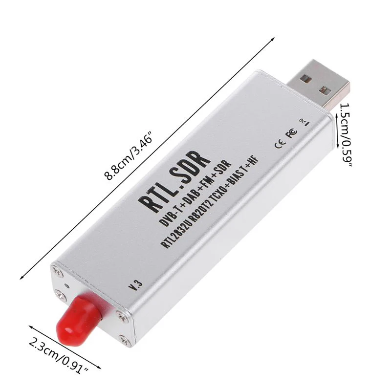 0.1Mhz-1.7Ghz Rtl-Sdr V3 Rtl2832u 1Ppm Tcxo Hf Biast Sma Software Defined Radio