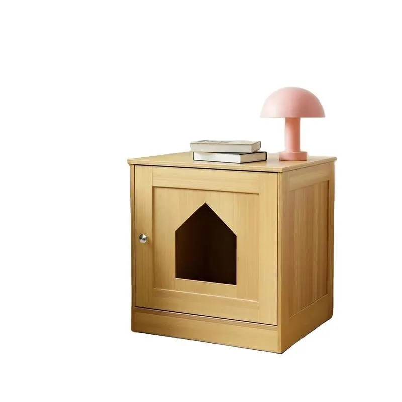 Wooden Hidden Cat Litter Box Furniture Oak Shell Enclosure