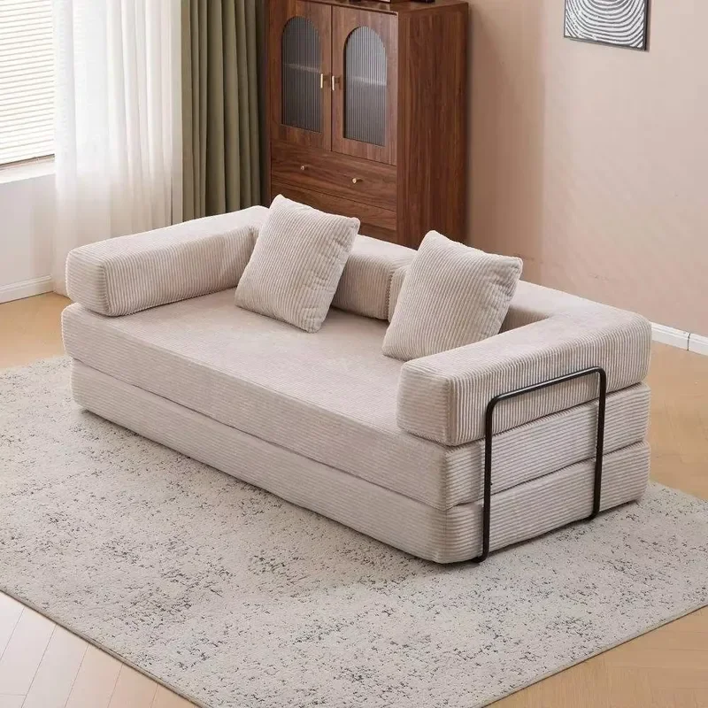 Modern Deep Seat Foldable Sofa Bed High Density Sponge Compressed No Assembly Required Upholstered Couches for Apartment