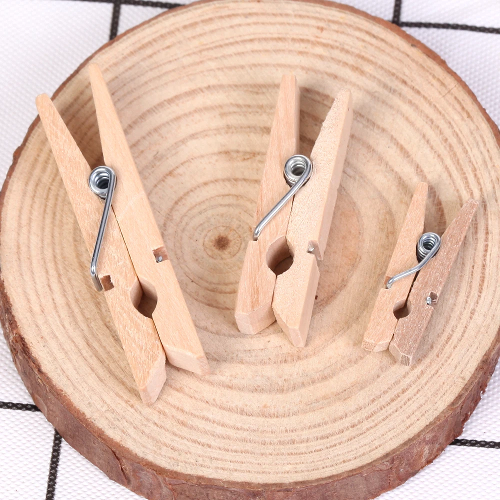 35/45mm Natural Wooden Clothes Pegs Clothes Clips Wood Clamp DIY Photo Paper Peg Clothespin Craft 30/50/100PCS