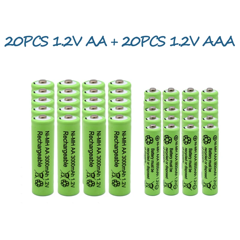 Nowy 1.2V AA 3000mAh + 1.2V AAA 1800mAh akumulator zdalne sterowanie na baterie lampa zabawkowa bateria o dużej pojemności długi na baterie życie