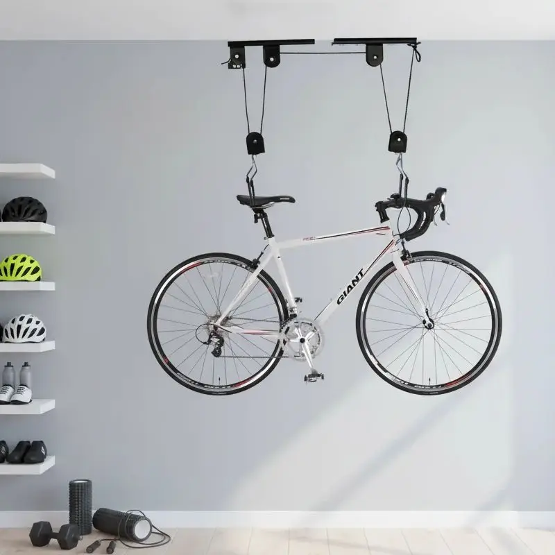    Palan de vélo pour plafond, élévateur de stockage de vélo, présentoir robuste, porteur de 60kg, organisateur de plafond pour vélo de route et de montagne