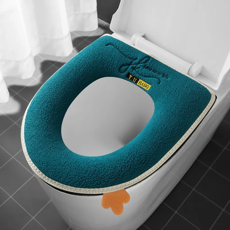 New Toilet Seat Cover Mat Zip Fastener Bathroom Toilet Pad Cushion with Handle Thicker Soft Toilet Cushion Bathroom Aceesories