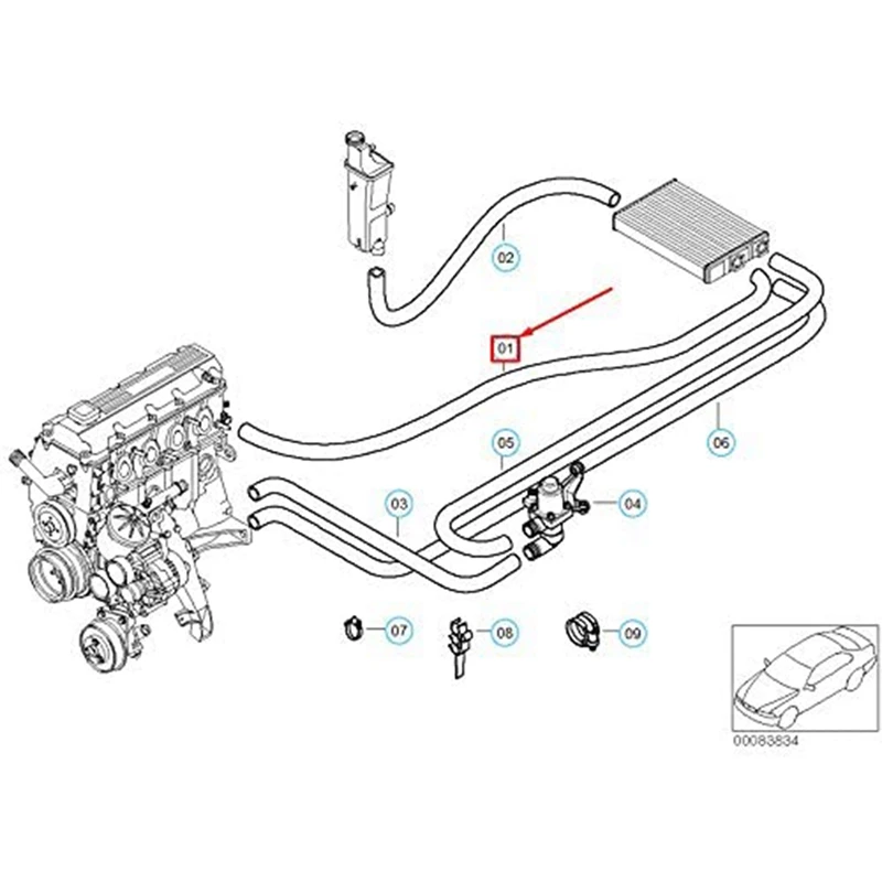 Brand New Engine Water Pipe 64218377781 Inlet Water Hoses Radiator Hose For Bwm 3' E46 316Ci 318Ci 318I M43 316I 1.6