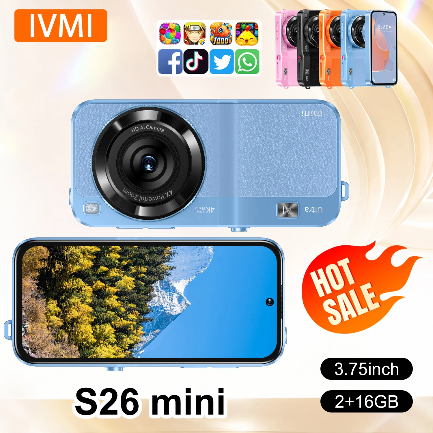 IVMI 2026 New Super Mini Smartphone Android 10.0 2GB+16GB 3.75
