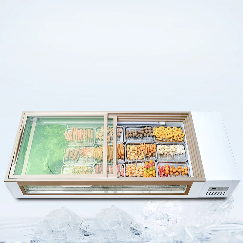 

Small Commercial Desktop Refrigerated Freezer Display Cabinet Glass-Free Cool for Fresh-Keeper BBQ Skewers Ordering Stall