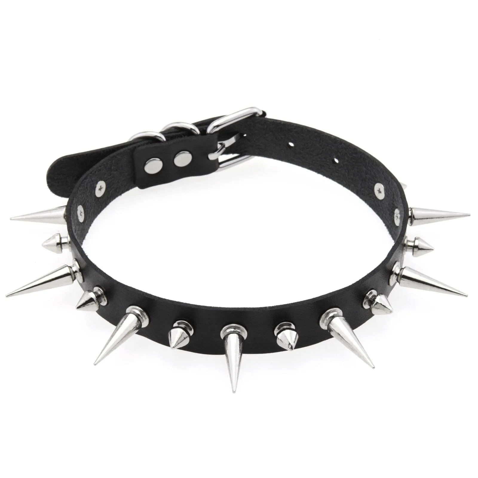 KMVEXO Trendy Punk Long Spike Rivet Leather Necklace for Women Harajuku Choker Collar Necklaces Boho Gothic Girl Collier Jewelry