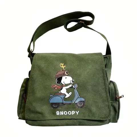 Snoopy Nuova borsa di tela Tasche multiple Borsa a tracolla con stampa di cartoni animati Snoopy per donna Borsa a tracolla grande da viaggio unisex
