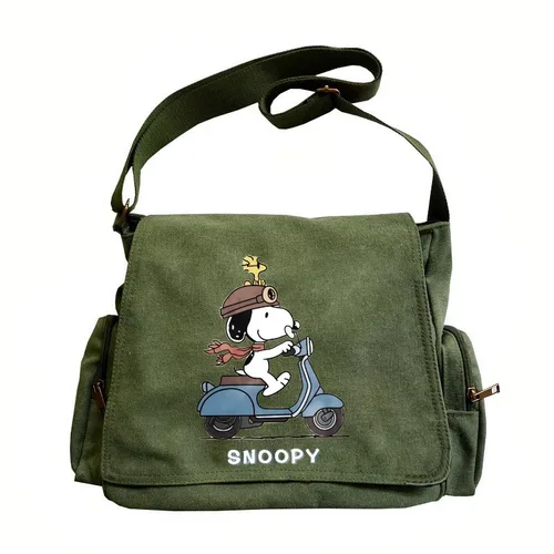 Nuevo bolso de lona Snoopy con múltiples bolsillos, bolso de hombro con estampado de dibujos animados Snoopy para mujer, bandolera cruzada grande, bolso de viaje Unisex