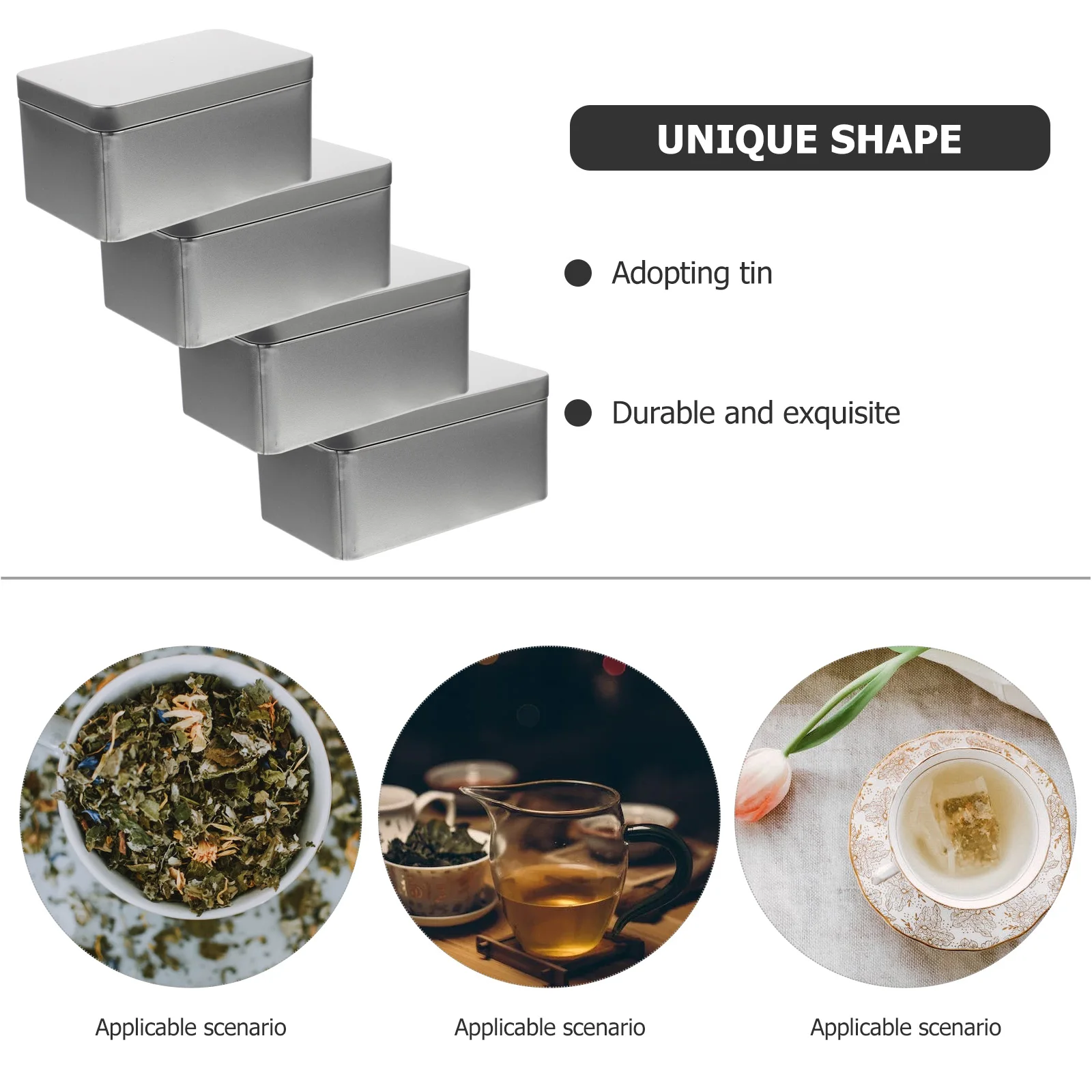

4pcs Gift Boxes Tinplate Storage Retro Thickened Smooth Cover Rectangular Metal Case Candy Biscuit Holder Christmas