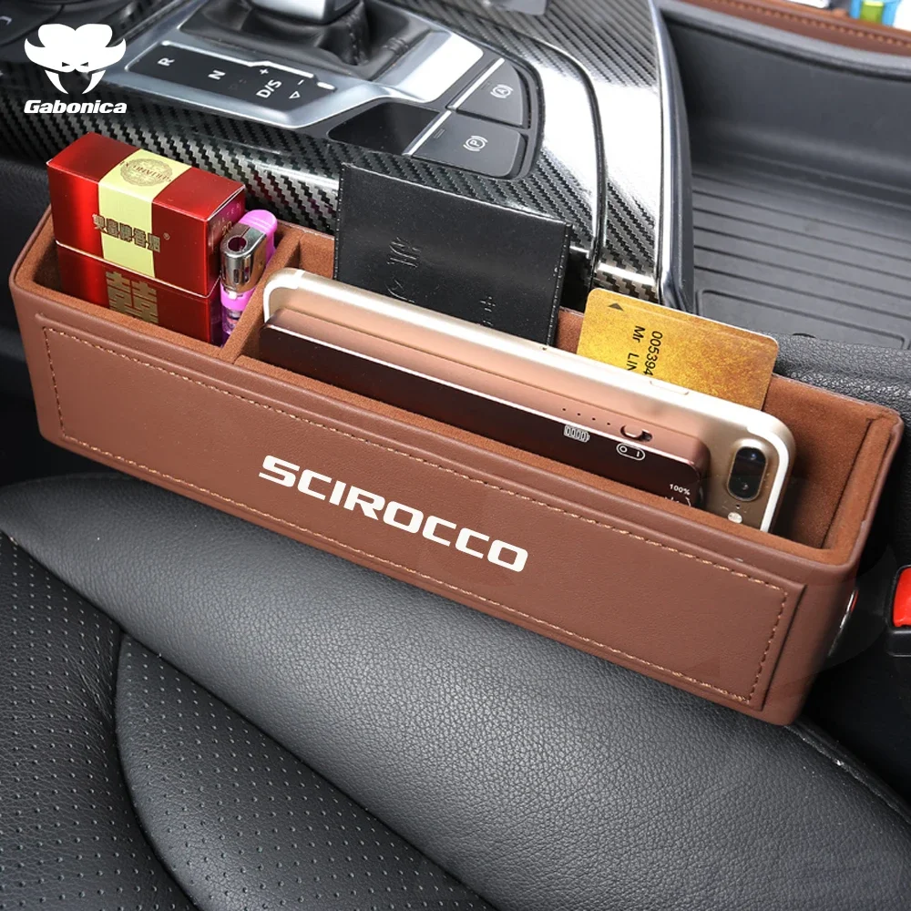 Sedile anteriore dell'auto scatola portaoggetti per fessure sedile Gap Catcher Organizer per seggiolino auto tasca porta telefono per VW Volkswagen SCIROCCO GTI R