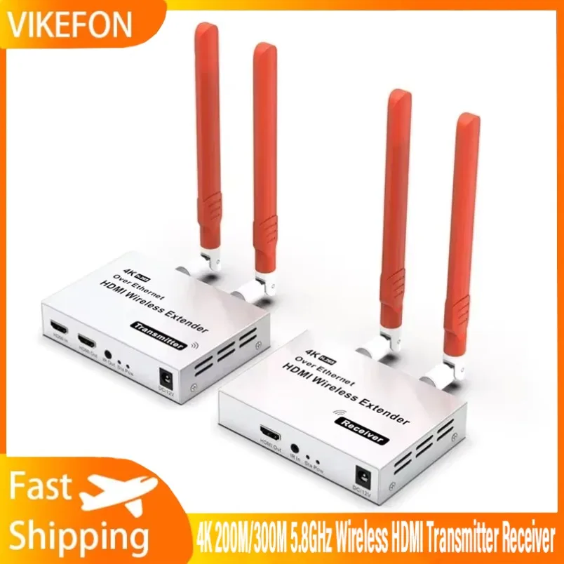 

4K 200M/300M 5.8GHz Wireless HDMI Transmitter Receiver 1 TX-4 RX Audio Video Extender Micro HDMI-Compatible Loop-Out for Monitor