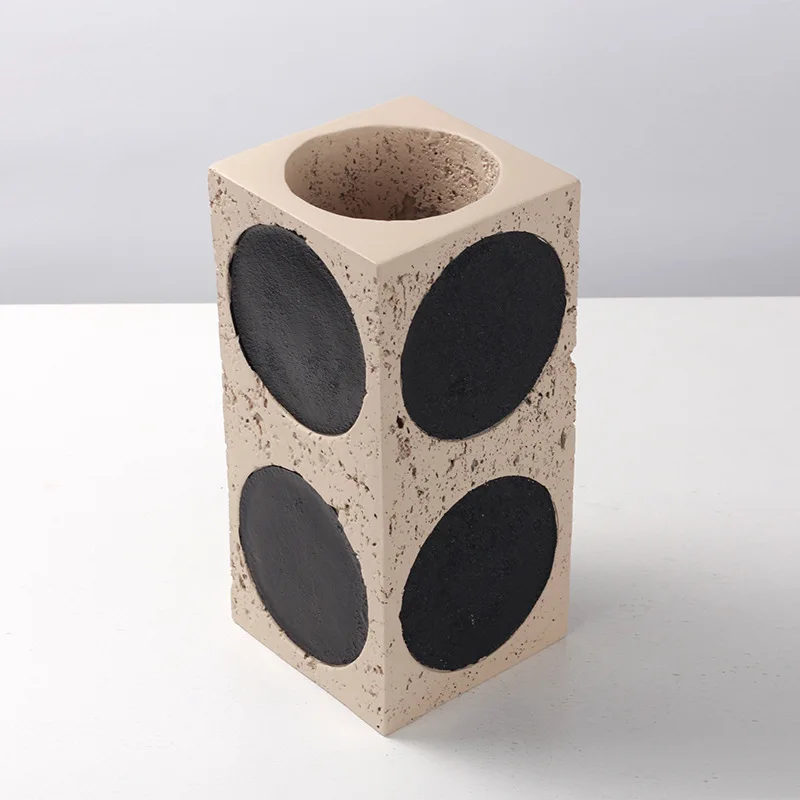 Wabi-sabi style creative square dot vase ornaments model room sales office B&B hotel art flower ware decorations