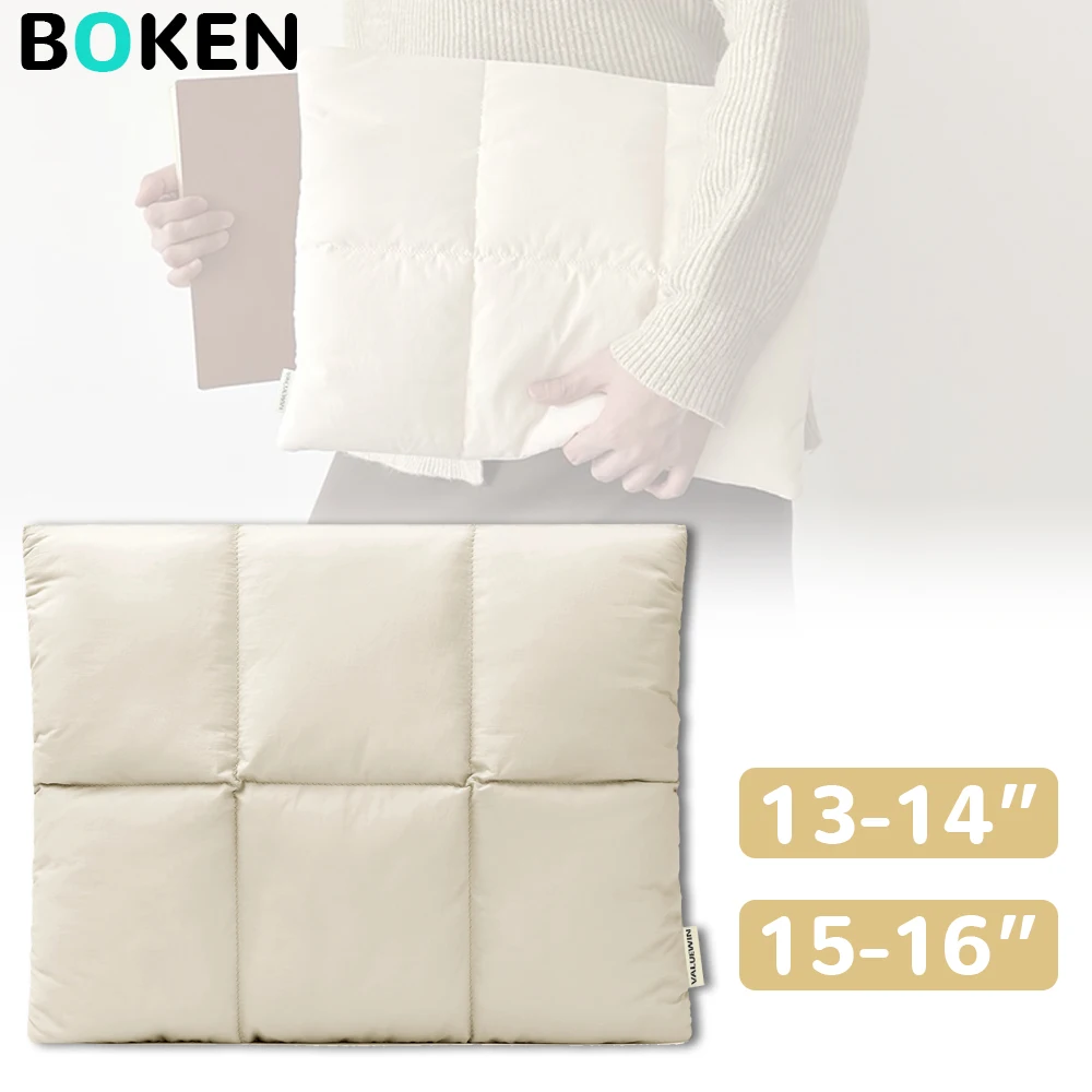

Soft Puffy Laptop Sleeve Bag 13 14 15 16Inch, Quilted Shockproof Laptop Case for MacBook Air/Pro HP Xiaomi, Laptop Bag for Women